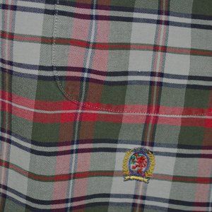 Vtg Tommy Hilfiger Plaid Button shirt Lion Crest L